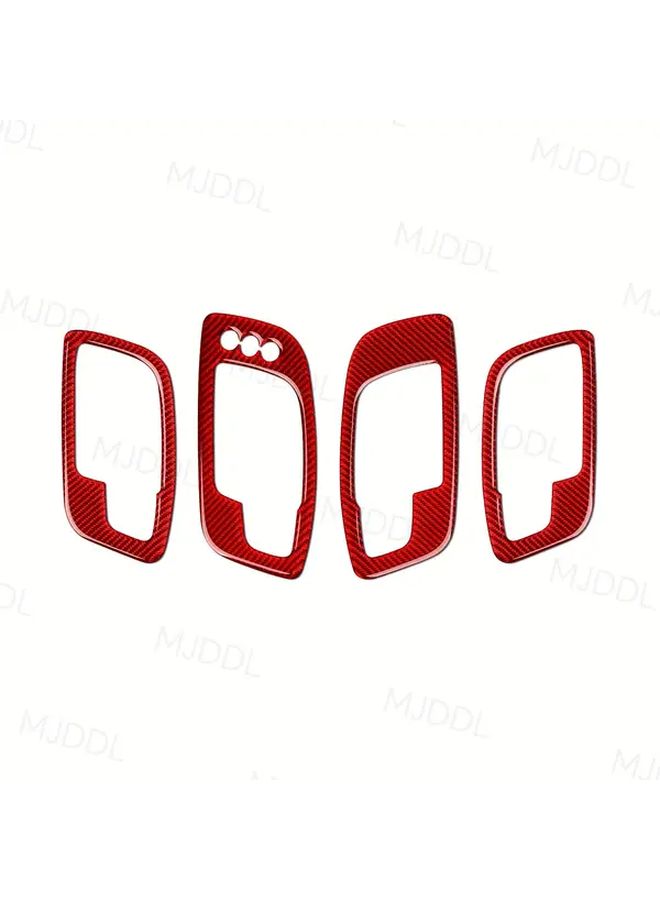 4pcs Set Soft Carbon Fiber Car Inner Door Bowl Sticker Red A Decorative Trim Kit For Dodge Charger Chrysler 300 2011 2023 Accessories - Image 5