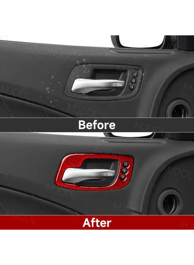 4pcs Set Soft Carbon Fiber Car Inner Door Bowl Sticker Red A Decorative Trim Kit For Dodge Charger Chrysler 300 2011 2023 Accessories - Image 4