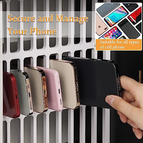 Lzttyee Cell Phone Holder Classroom 33 Slots Wooden Cell Phone Storage Cabinet Pocket Chart with Handle and Security Lock for Classroom Office (33 Grid Cabinet Black) - Image 5