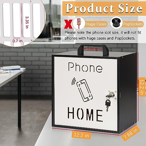 Lzttyee Cell Phone Holder Classroom 33 Slots Wooden Cell Phone Storage Cabinet Pocket Chart with Handle and Security Lock for Classroom Office (33 Grid Cabinet Black) - Image 2