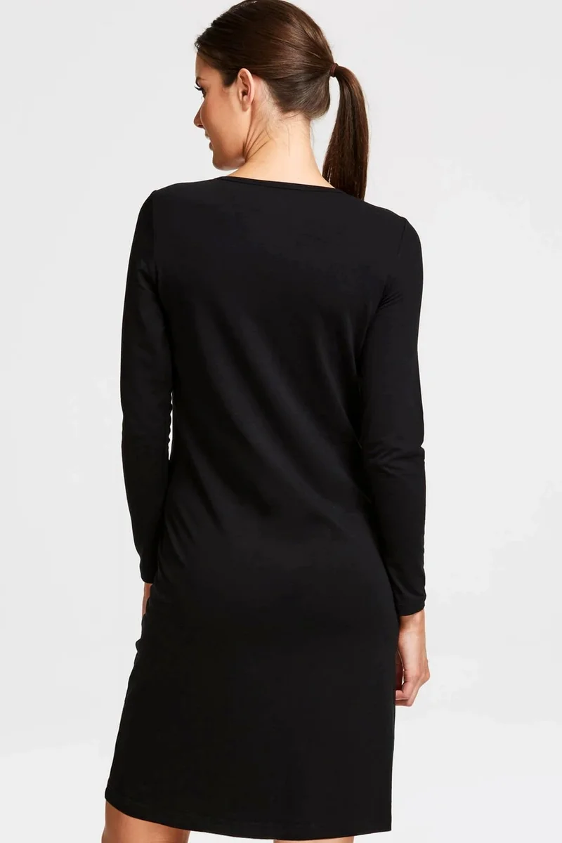 روك اند رول Rock & Roll Bandana Panda Black Long Sleeve Cotton T-Shirt Women's Dress