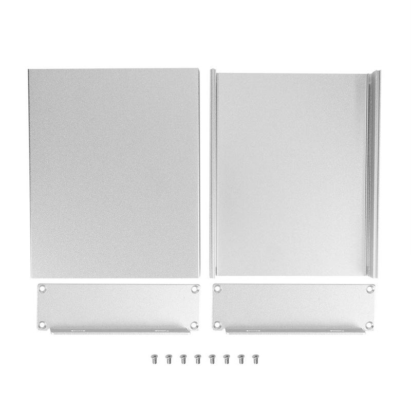 صندوق كهربائي من الألومنيوم بغطاء فضي رملي منحني 33x114x140 مم لتبديد الحرارة وحجب الإشارات - Image 1