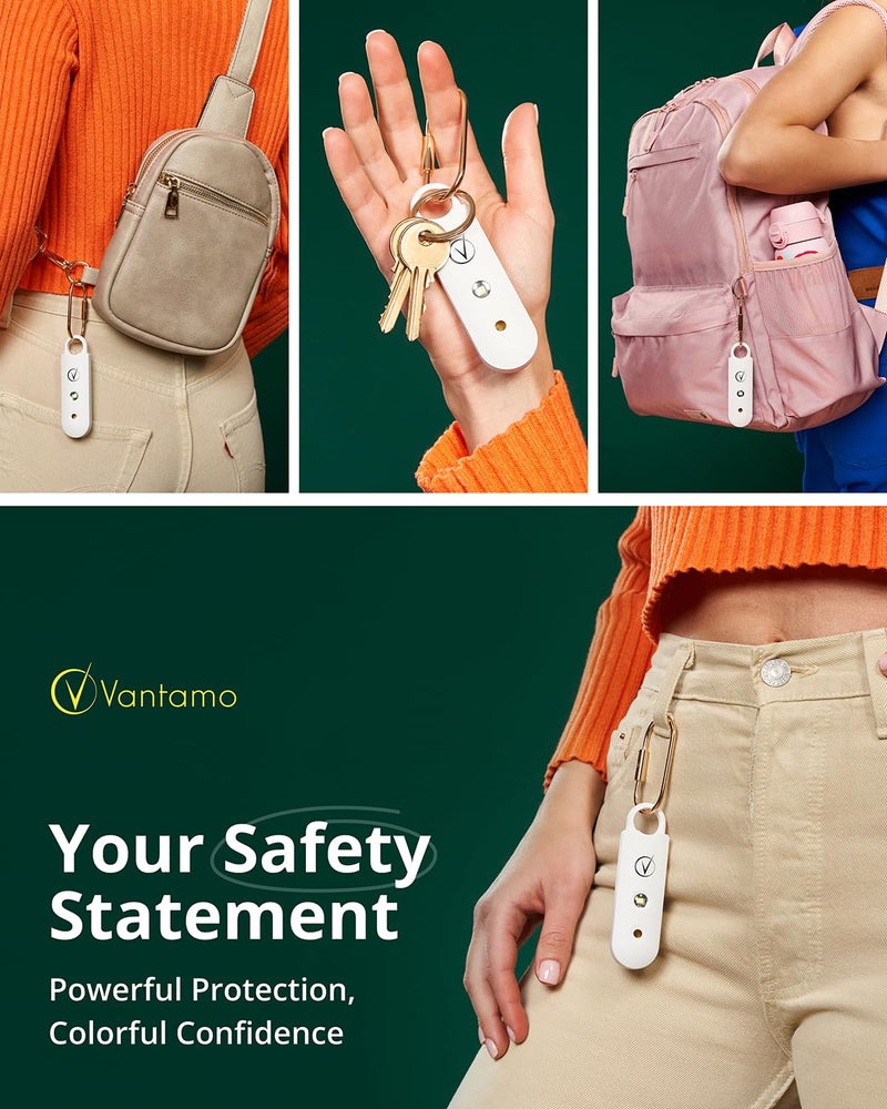 Vantamo Personal Alarm for Self Defense with Low Battery Notice, Strobe Light & Extra Loud 130 dB Double Speakers Safety Keychain Set for Women, Rechargeable Panic Button for Womens Self Defense - Image 2