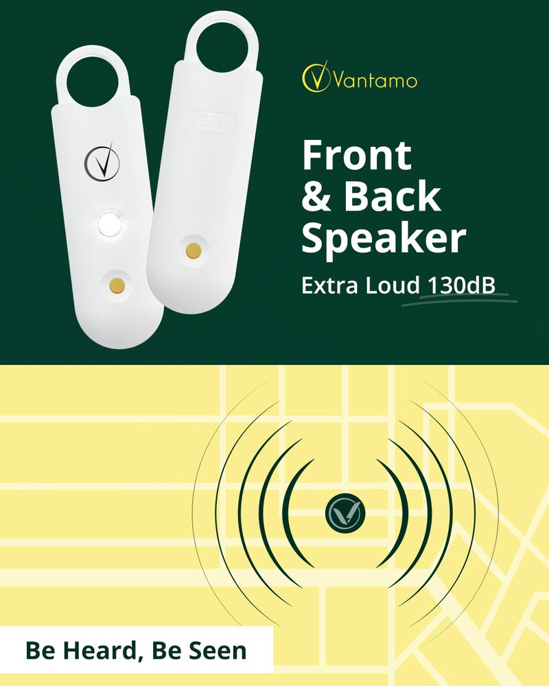 Vantamo Personal Alarm for Self Defense with Low Battery Notice, Strobe Light & Extra Loud 130 dB Double Speakers Safety Keychain Set for Women, Rechargeable Panic Button for Womens Self Defense - Image 3