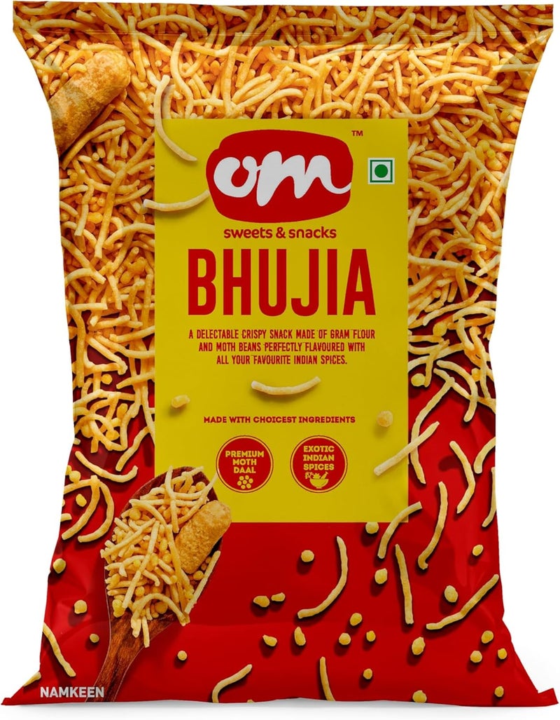 OM Sweets OM Bhujia 200gm - Crispy Snack Made from Gram Flour and Moth Beans - Image 1