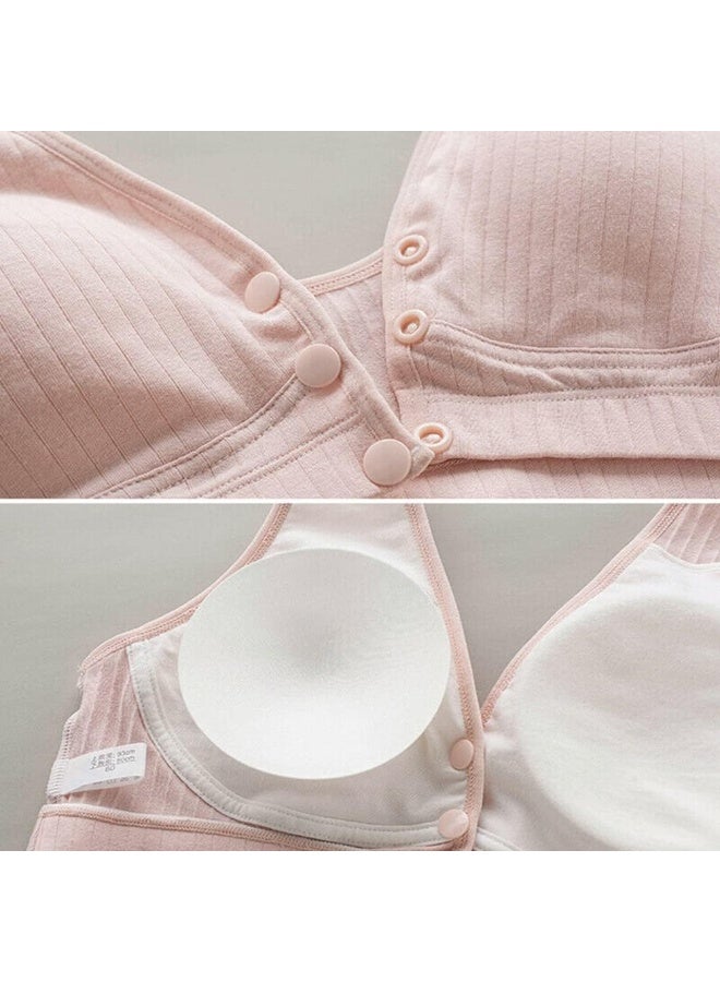 Rubik Nursing Bra for Women, Breast Feeding Maternity Front Button Closure Seamless Removeable Padded Smooth Wireless Pregnancy Sleeping Bra (Medium) Coral  - Image 4