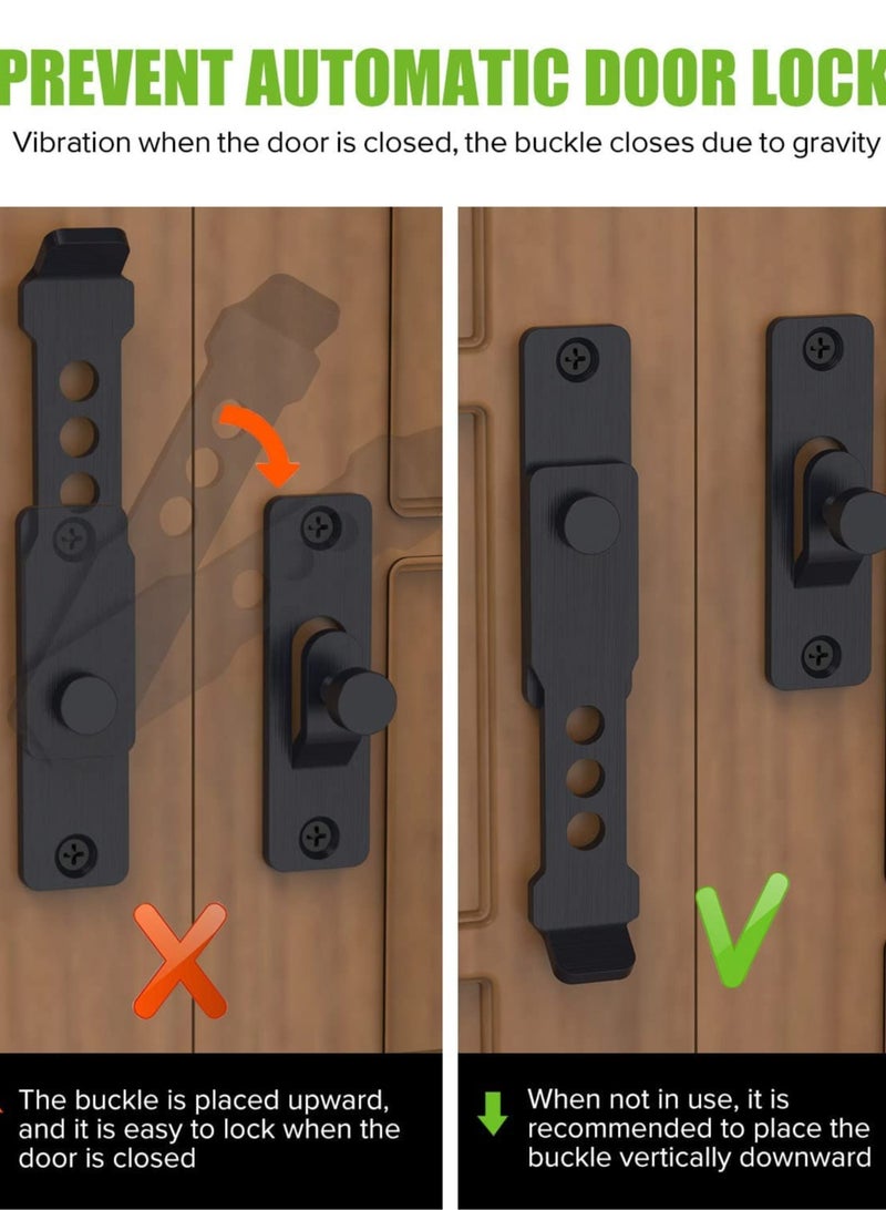 Zikra Barn Door Lock, Flip Gate Latches, 304 Stainless Steel Heavy Duty Safety Door Bolt Latch Lock for Sliding Barn Door Latch Lock, Fence, Garden, Bathroom, Outdoor, Shed, Garage Door (Black) - Image 3