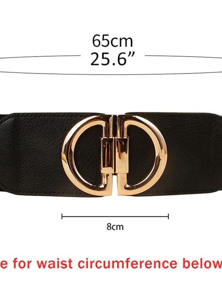 SYOSI - Women's Retro Stretch D-Shaped Buckle Wide Belt, 2pcs Fashion Simple Style, PU Leather Elastic Belt for Dresses Jeans Jumpsuit Coat Waist, Casual Stretch Elastic Wide Waistband - Image 1