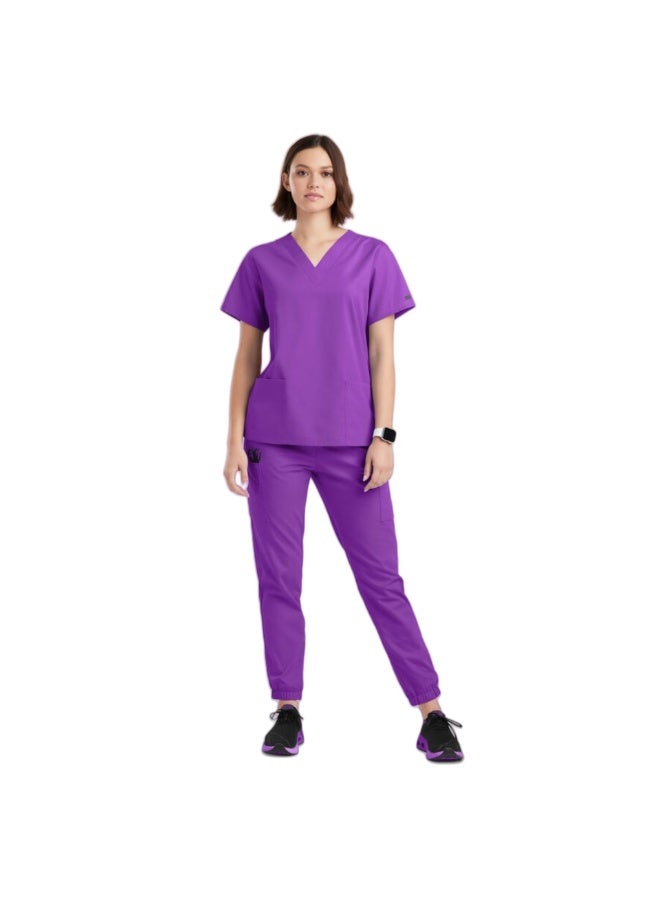 Loquat Womens Medical Scrubs Set Medical Uniform Set Purple - Image 1