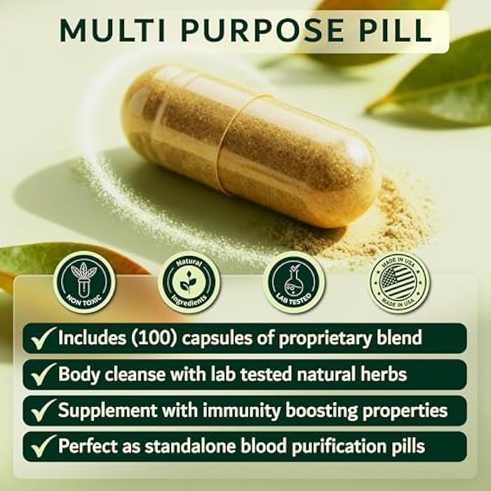 Dimmak Herbs Blood Purifier & Lymphatic Cleanse- Systemic Detox Supplement for Skin, Liver, & Immune Health- Organic Andrographis & Coptis Herbal Formula- Vegan, Non-Laxative- 100 Capsules - Image 5