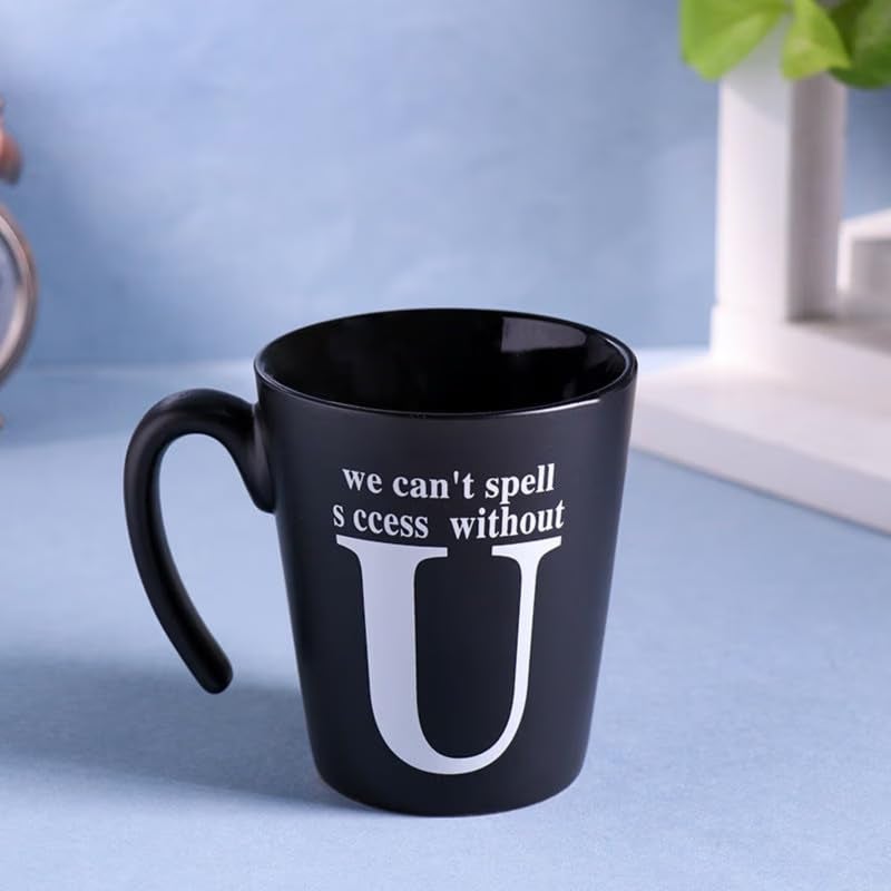 Floweraura Floweraura Succeed in Life Quote Printed Black Ceramic Coffee Mug for Best Friend Girlfriend Boyfriend Husband Wife Students Teacher Colleague 375 ml  - Image 1