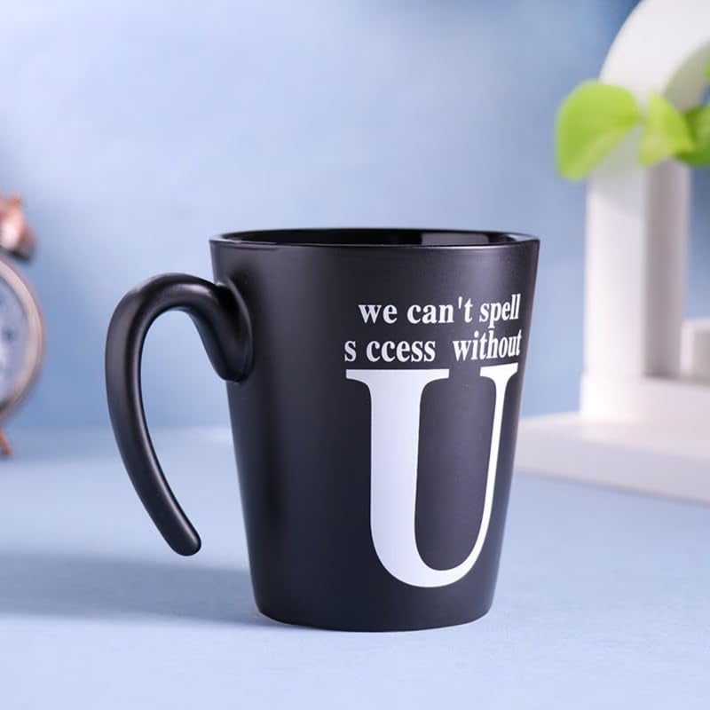 Floweraura Floweraura Succeed in Life Quote Printed Black Ceramic Coffee Mug for Best Friend Girlfriend Boyfriend Husband Wife Students Teacher Colleague 375 ml  - Image 3