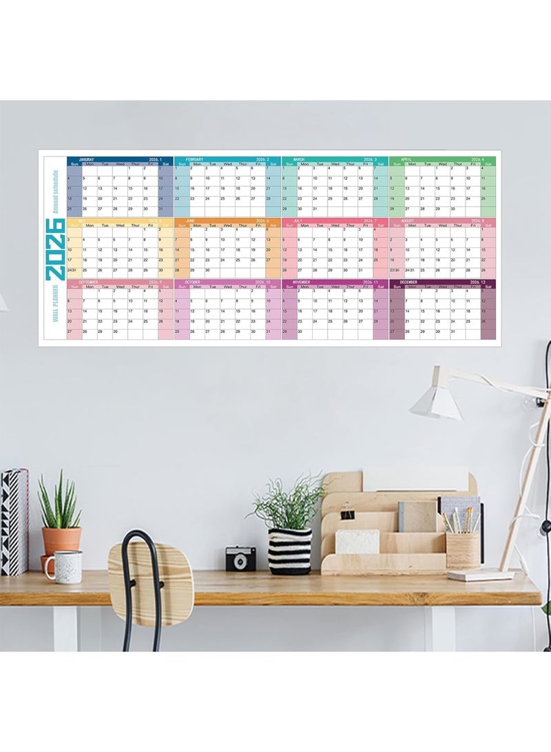 SYOSI تقويم حائط 2026، مخطط كبير قابل للمسح الجاف مع ورق سميك وتصميم واضح لجدول شهري للعائلة والطلاب ومكتب المنزل والمدرسة وتنظيم المكتبة 100x42 سم - Image 3