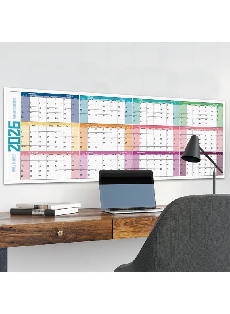 SYOSI تقويم حائط 2026، مخطط كبير قابل للمسح الجاف مع ورق سميك وتصميم واضح لجدول شهري للعائلة والطلاب ومكتب المنزل والمدرسة وتنظيم المكتبة 100x42 سم - Image 4