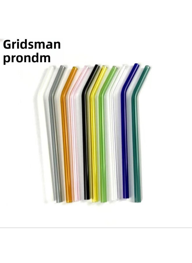 Borosilicate Glass Straw 8 * 230mm Color Complete Environmental Protection Straw Coffee Milk Tea Drink Factory Direct Sales-Color:Amber Elbow-Specifications:8*230mm  - Image 4