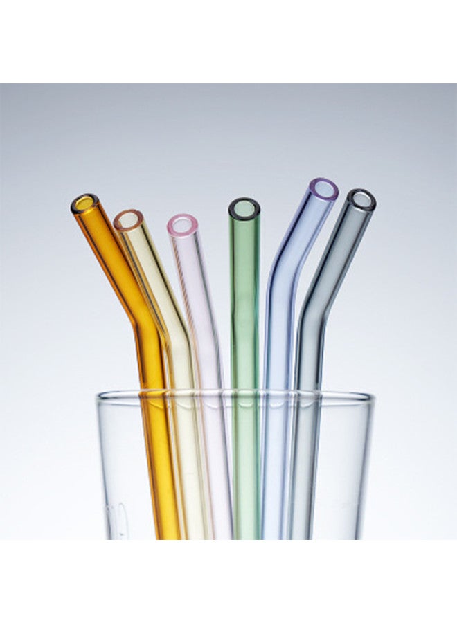 Borosilicate Glass Straw 8 * 230mm Color Complete Environmental Protection Straw Coffee Milk Tea Drink Factory Direct Sales-Color:Amber Elbow-Specifications:8*230mm  - Image 2