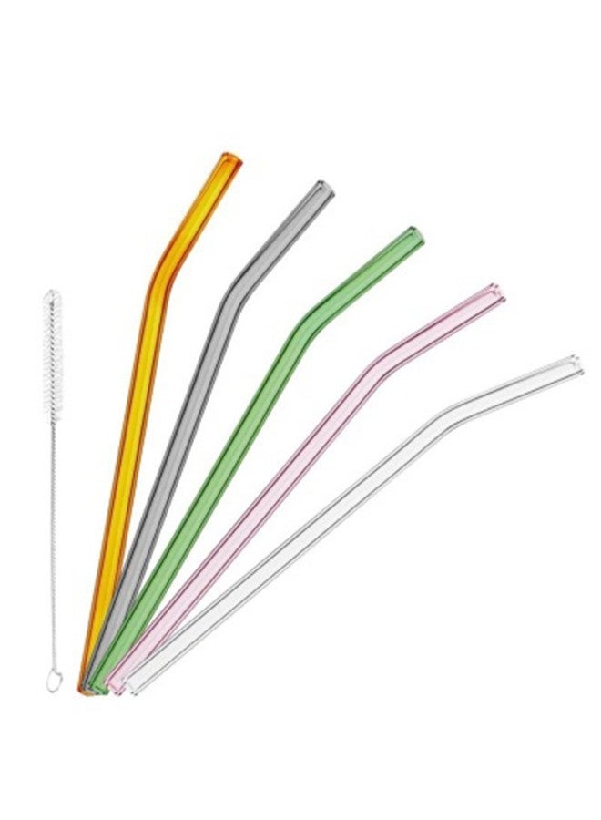 Borosilicate Glass Straw 8 * 230mm Color Complete Environmental Protection Straw Coffee Milk Tea Drink Factory Direct Sales-Color:Amber Elbow-Specifications:8*230mm  - Image 5