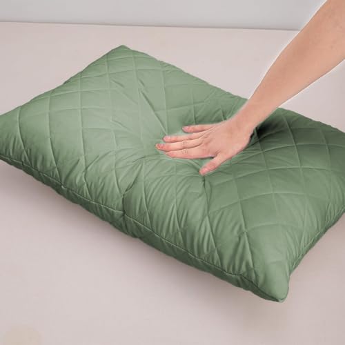 LINENWALAS 100% Bamboo Quilted Solid Pillow Cover - Set of 2, Ultra-Soft, Cooling & Breathable,Skin & Hair Friendly,Hidden Zipper Closure,Sweat-Absorbent, Hypoallergenic (18x28 Inches, Avocado Green) - Image 4