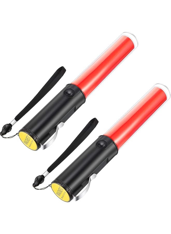 PROMASS promass Traffic Wand, 2 Pieces LED Traffic Traffic Light Signal Wand, LED Safety Signal Wand Work Flashlight with Flashing Modes & Lanyard, Emergency Signal Wand for Outdoor Camping Hiking, 11 Inch  - Image 1