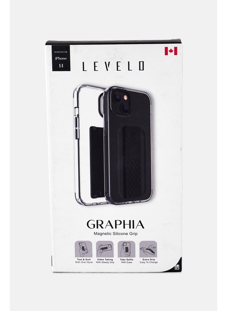 LEVELO iPhone  14 Magnetic Silicone Grip Phone Case , Transparent  - Image 1