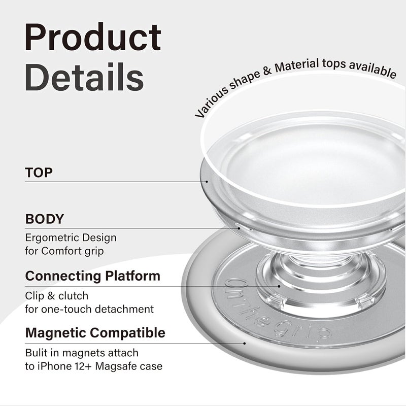 Azonee Magnetic Collapsible Phone Grip Stand Holder, Cute Natural Seashell Design, for Magsafe, Mother of Pearl Round Shape for Smartphone and Tablet Accessories (Creme) - Image 5