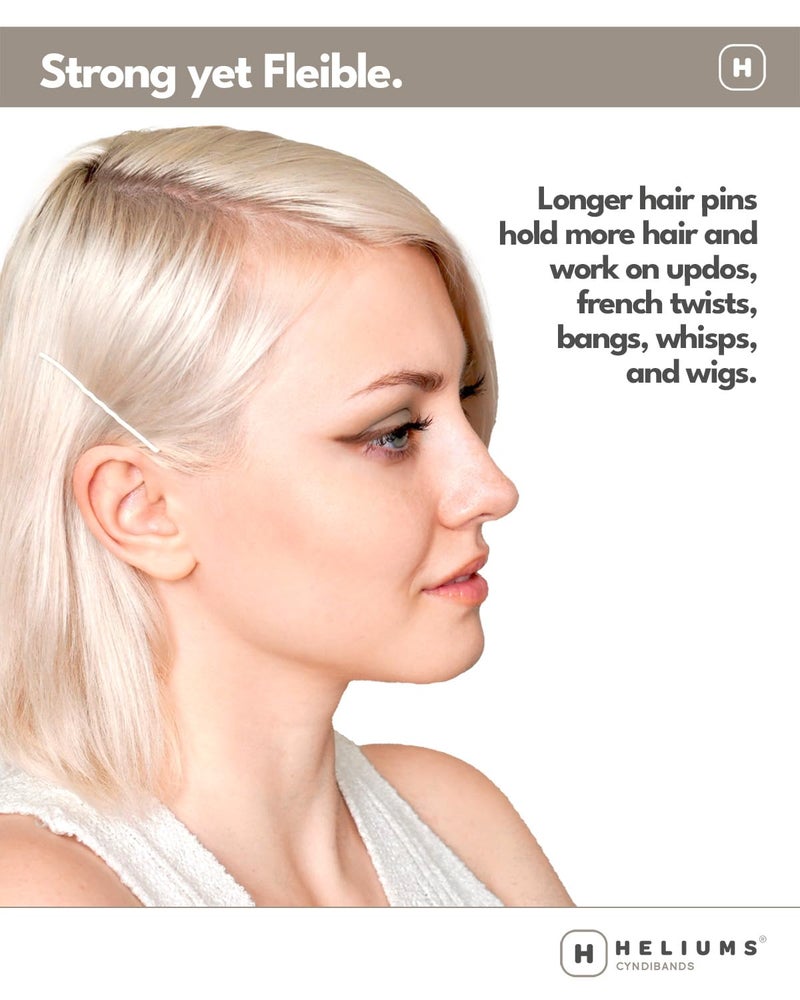 Heliums Large Bobby Pins - Platinum White - 2.5 Inch Extra Long Wavy Hair Pins - 24 Pack - Image 4