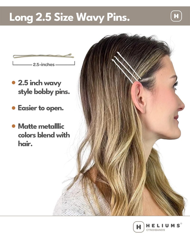 Heliums Large Bobby Pins - Platinum White - 2.5 Inch Extra Long Wavy Hair Pins - 24 Pack - Image 2