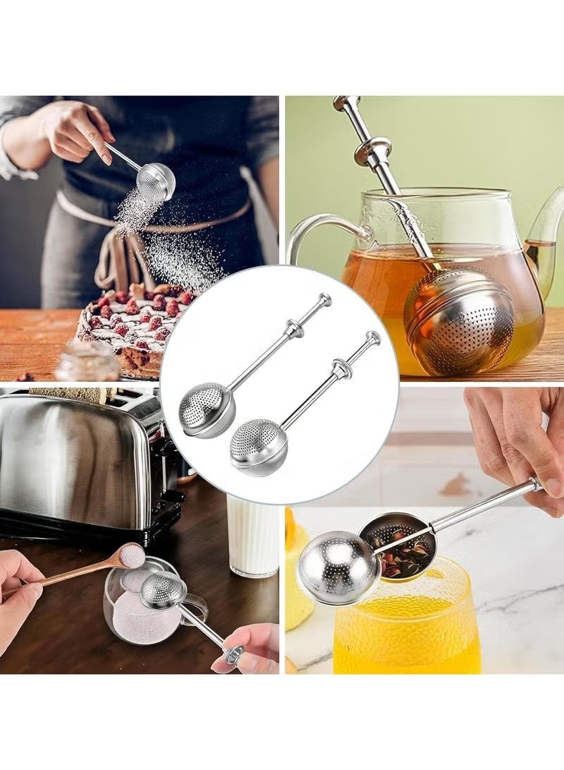 2-piece flour sieve set, loose tea strainer, flour sieve, tea strainer, stainless steel dual-function flour sieve, powder and sugar sieve, suitable for baking and tea brewing (1 full-hole sieve + 1 half-hole sieve). - Image 3