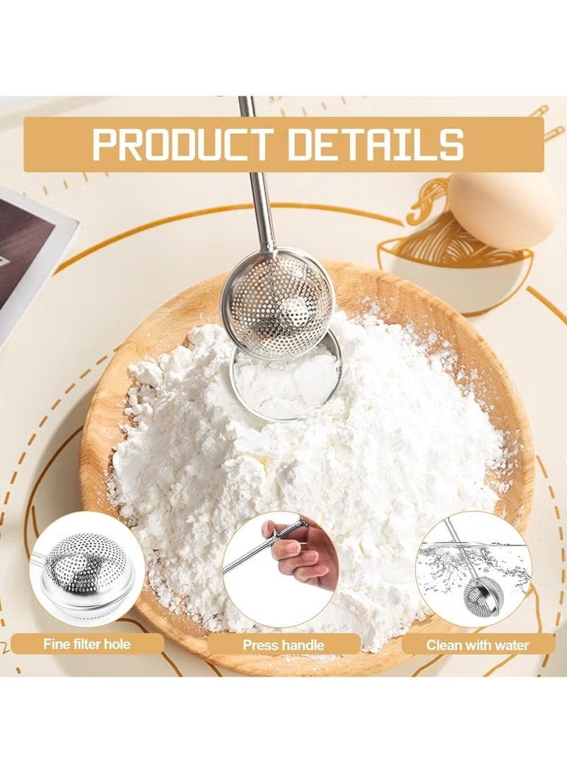 2-piece flour sieve set, loose tea strainer, flour sieve, tea strainer, stainless steel dual-function flour sieve, powder and sugar sieve, suitable for baking and tea brewing (1 full-hole sieve + 1 half-hole sieve). - Image 5