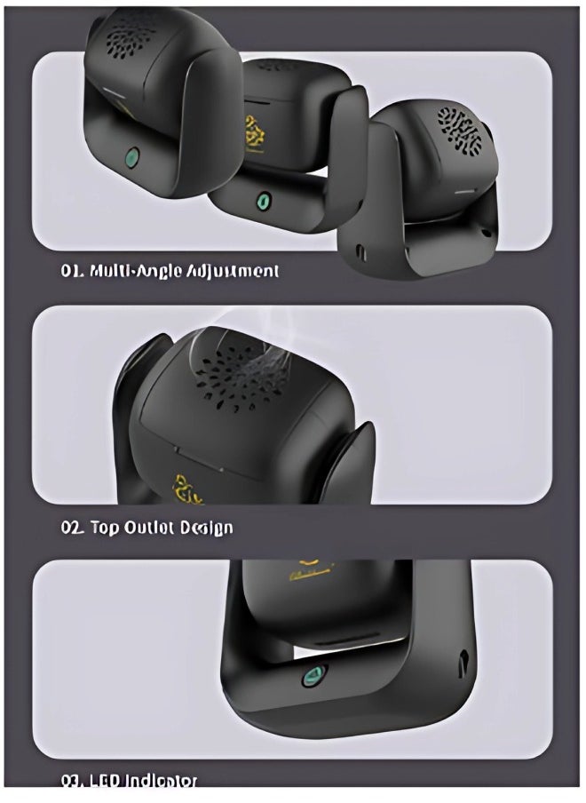 Bukhoon موقد بخور كهربائي دوار حديث – بطارية قابلة للشحن بسعة 1500 مللي أمبير، شحن سريع من نوع C، حرارة عالية 700 درجة مئوية، حرق سريع خلال دقيقتين، دوران قابل للتعديل بزاوية 90 درجة، مؤشر LED – موقد بخور محمول للاستخدام في المنزل، المكتب، السيارة، السفر، نشر الروائح الإسلامية والعربية - Image 5