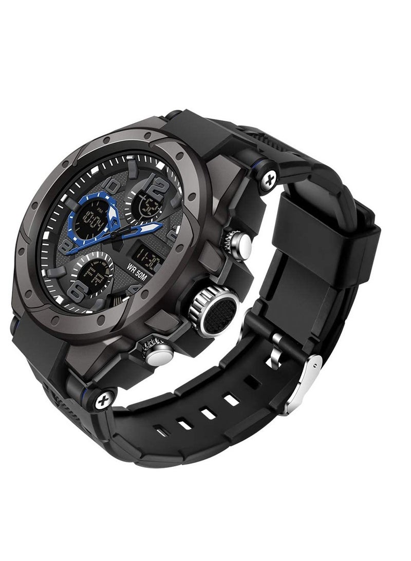 Captaintech Men's Waterproof Tactical Sports Watch with Dual Display, Outdoor Electronic Timepiece for Active Lifestyle - Image 1