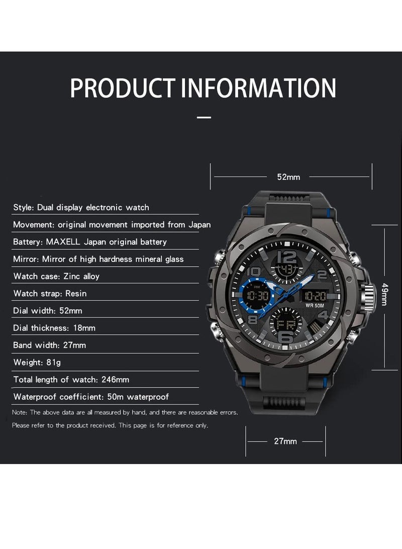 Captaintech Men's Waterproof Tactical Sports Watch with Dual Display, Outdoor Electronic Timepiece for Active Lifestyle - Image 5