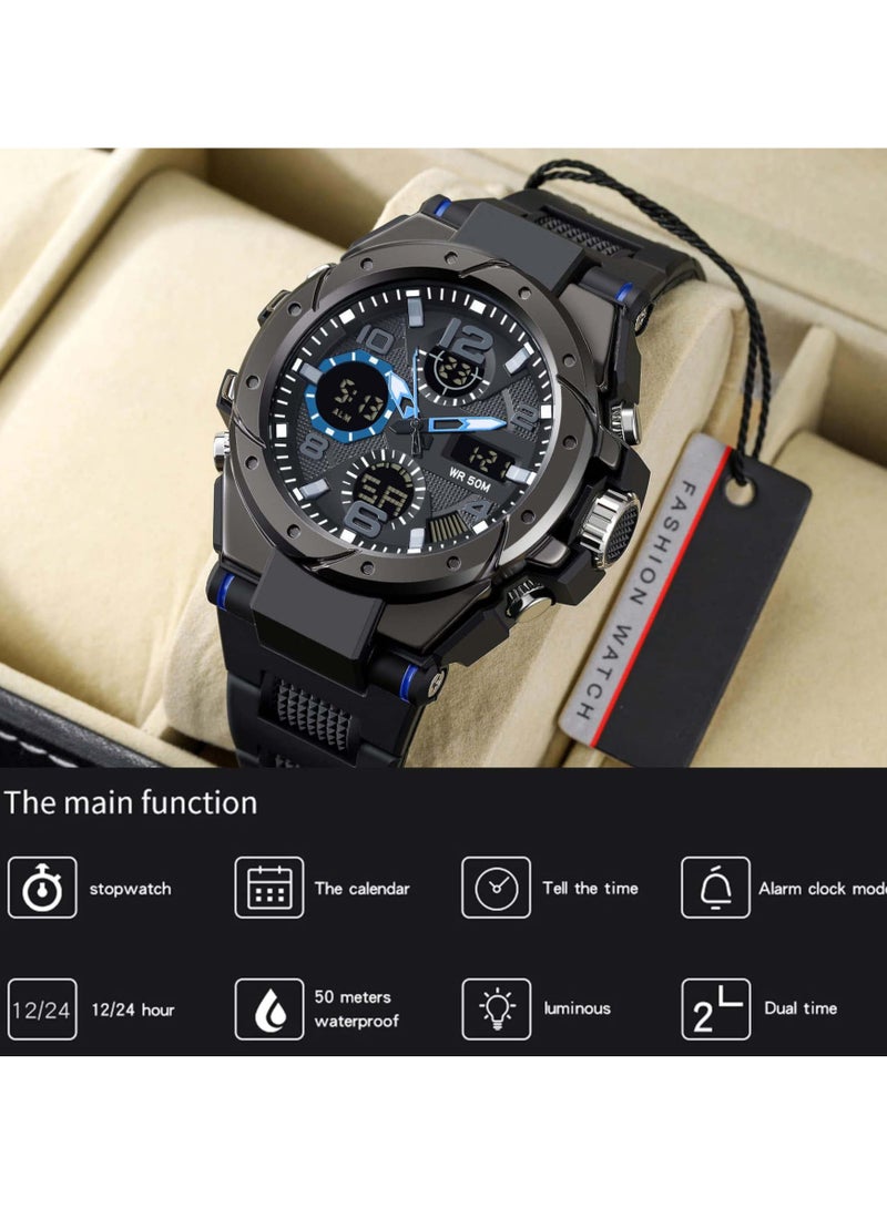 Captaintech Men's Waterproof Tactical Sports Watch with Dual Display, Outdoor Electronic Timepiece for Active Lifestyle - Image 2