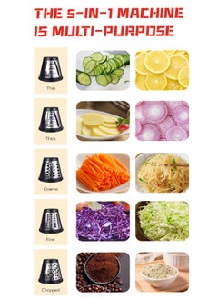 sokany Electric Cheese Grater, Electric Salad Maker ,800W Multi Grater, Fruit Cutter, Vegetable Slicer, Shredder,Food Processor with 5 Blades Set,SK-06029  - Image 5