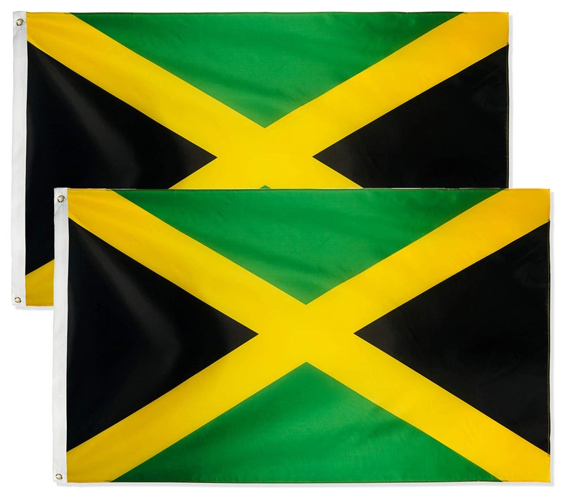 DANF FLAG DANF 2 Pack Jamaica Flag 3X5 FT Jamaican National Flags Polyester with Brass Grommets 3 X 5 Foot - Image 1