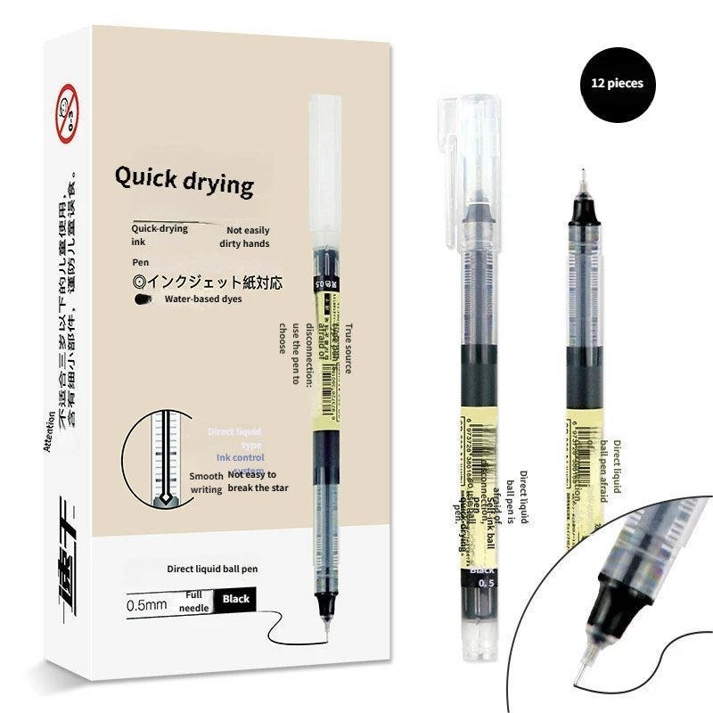 قلم رولر بال سائل مباشر جاف سريع بنهاية إبرة - كتابة سلسة للطلاب والاستخدام اليومي - Image 1