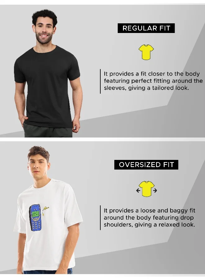 Beyoung White Puff Printed Oversized T-shirt For Men