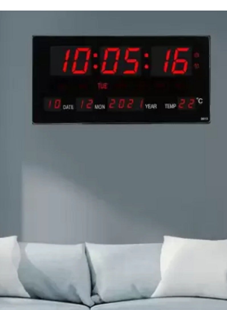 ساعة حائط رقمية LED سوداء 45 × 22 سم - Image 2