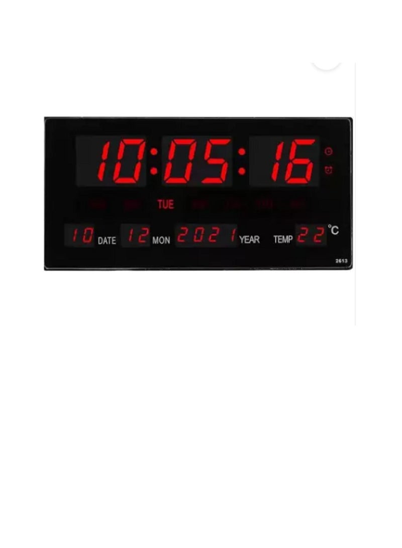 ساعة حائط رقمية LED سوداء 45 × 22 سم - Image 1