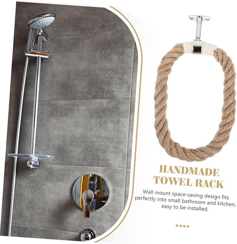 Rustic Hand Woven Towel Rack Compact Bathroom Wall Holder Home Decor Accessories - Image 4