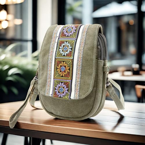 Goodhan Embroidery Canvas Crossbody Bag Cell phone Pouch Coin Purse for Women - Image 2