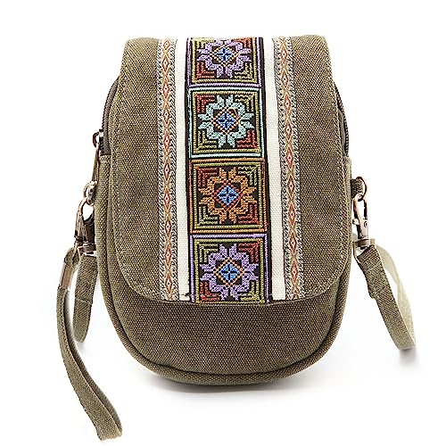 Goodhan Embroidery Canvas Crossbody Bag Cell phone Pouch Coin Purse for Women - Image 1