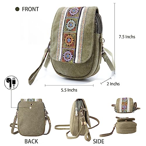 Goodhan Embroidery Canvas Crossbody Bag Cell phone Pouch Coin Purse for Women - Image 3
