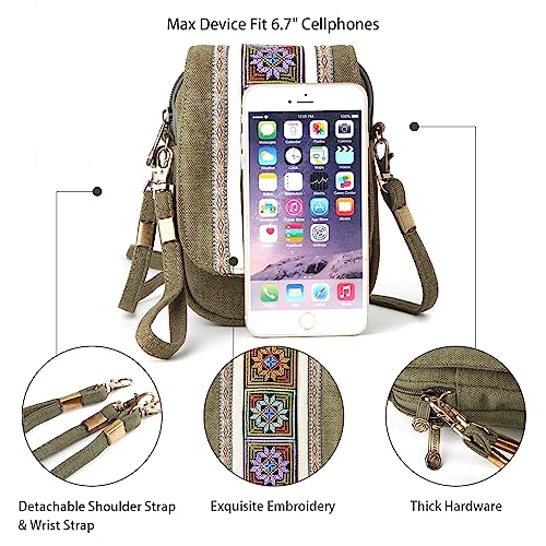 Goodhan Embroidery Canvas Crossbody Bag Cell phone Pouch Coin Purse for Women - Image 5