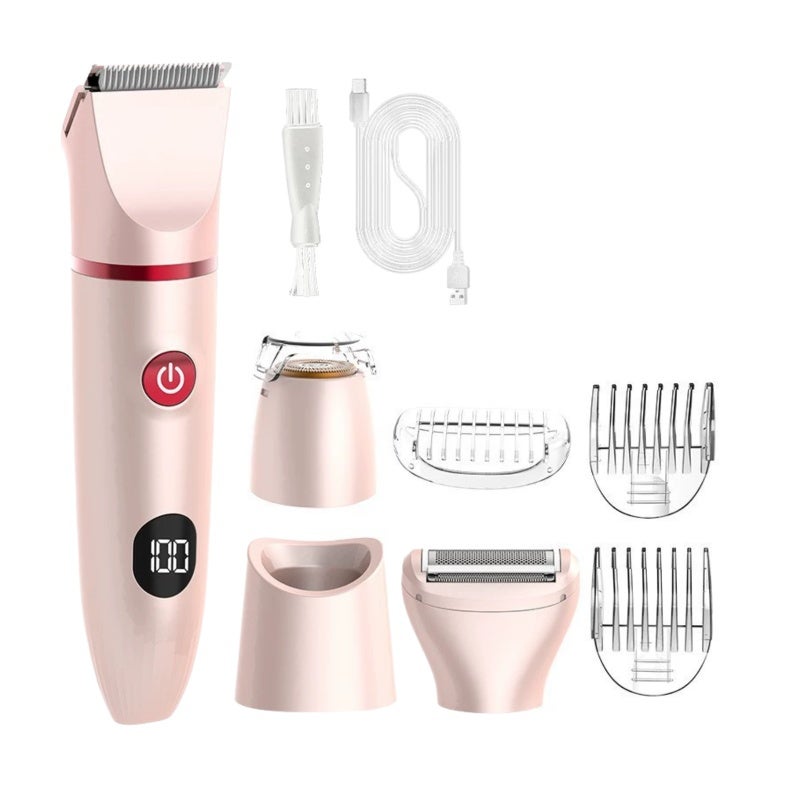 3-In-1 Electric Razor, Pink, IPX6 Waterproof, Stainless Steel Blades, 120 Mins Runtime - Painless Grooming, Replaceable Heads Trimmer for Female Personal Face Body Bikini Grooming - Image 1
