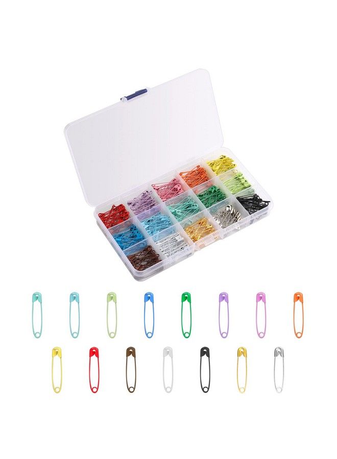 KINBOM 300Pcs 32Mm Colored Safety Pins 15 Colors Metal Safety Pins For Art Craft Sewing And Jewelry Making - Image 1