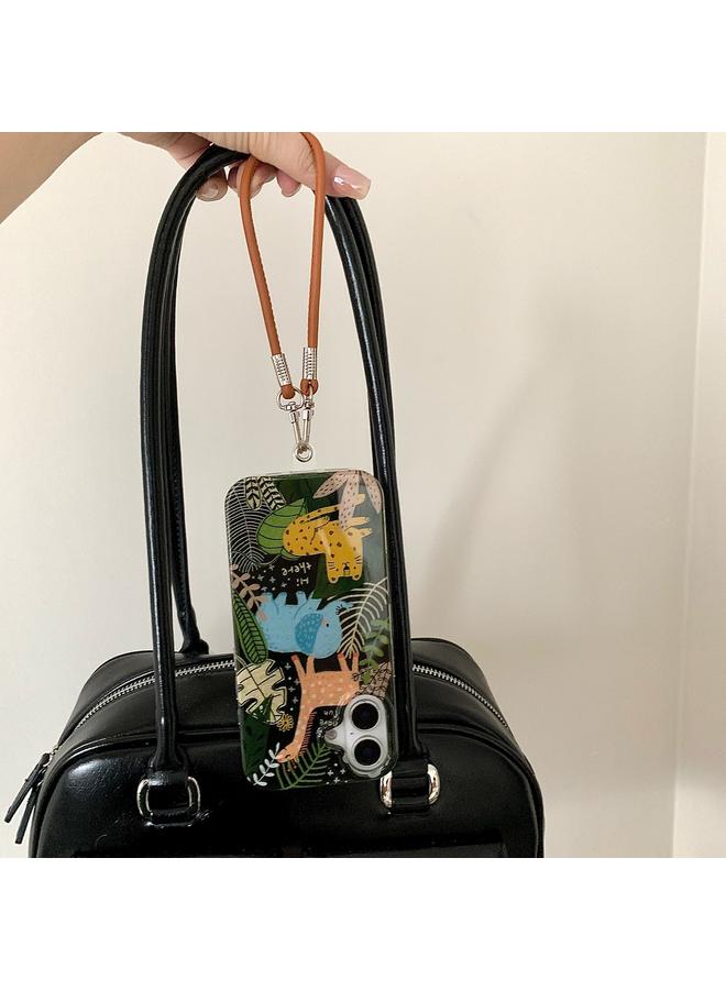 زبون جراب لهاتف iPhone 13 بنمط حيوان IMD جراب هاتف TPU بتغطية كاملة مع حبل - Image 4