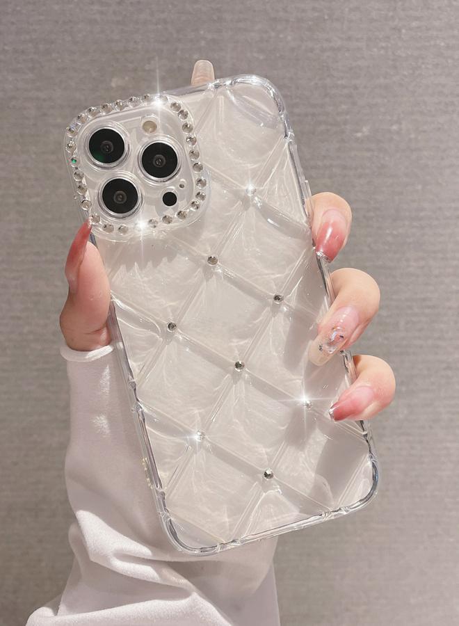 Take Two Transparent Diamond Grid Embellished iPhone Case - Image 1