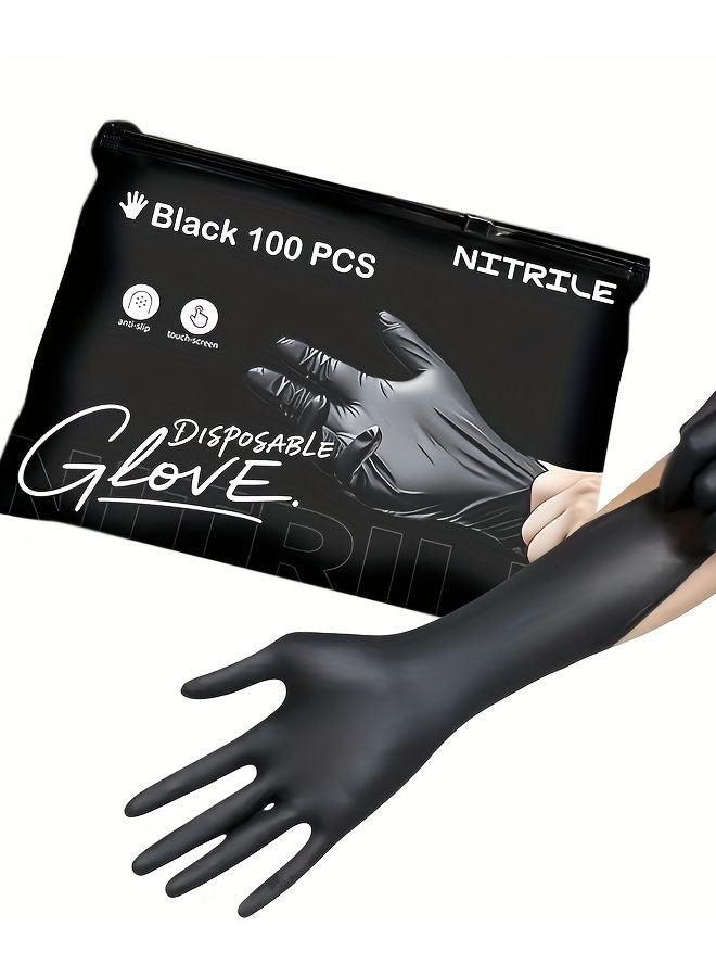 High Elasticity Black Nitrile Gloves 100 Pairs M Size For Household Cleaning - Image 2