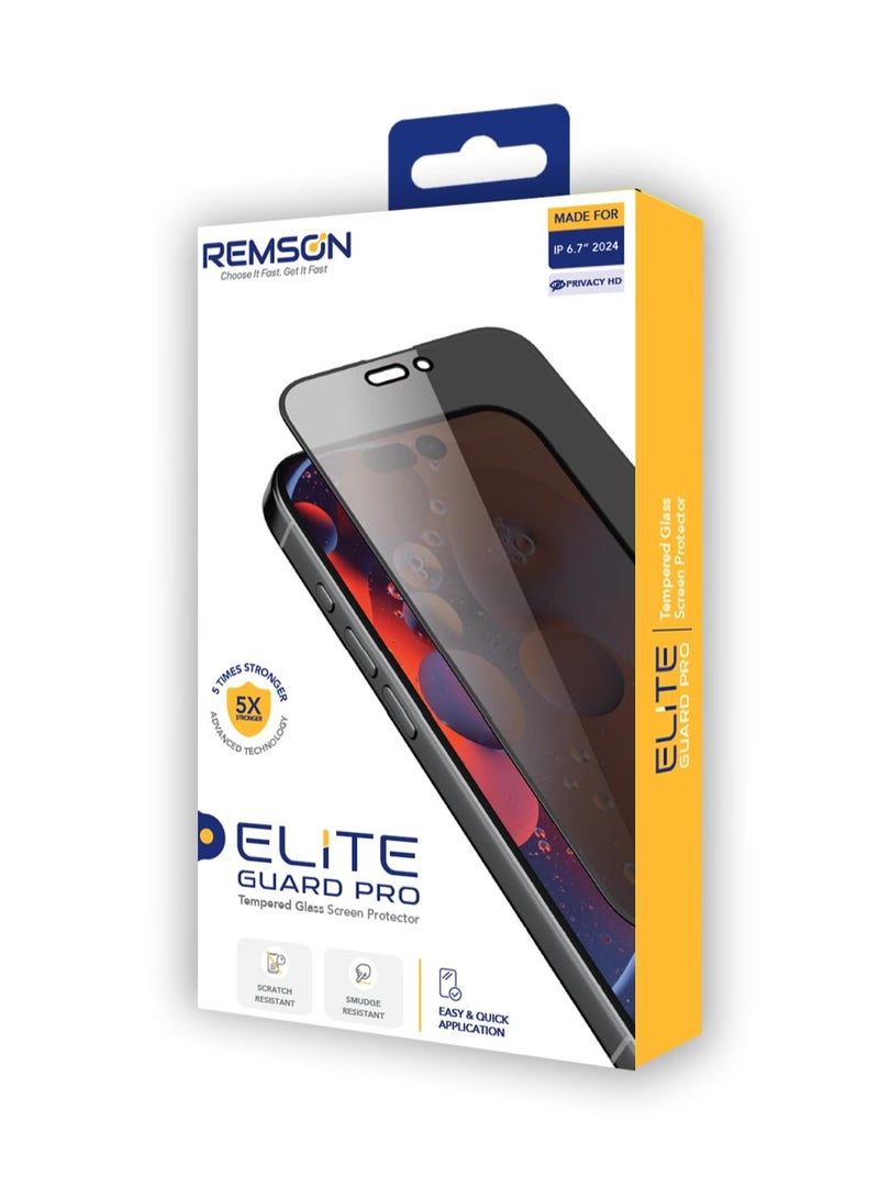 Remson Elite Guard Pro Tempered Glass Screen Protector Privacy HD 9H Hardness Full Coverage with Installation Tool Kit compatible for iPhone 16 Plus 6.7 inch - Image 2